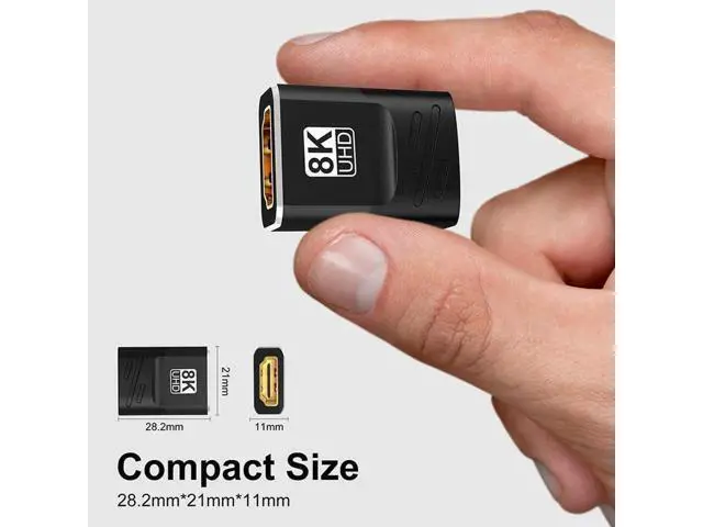 Alt view image 3 of 7 - 2 Pack 8K HDMI Female to Female Coupler, Gold-Plated Cable Extension Adapter