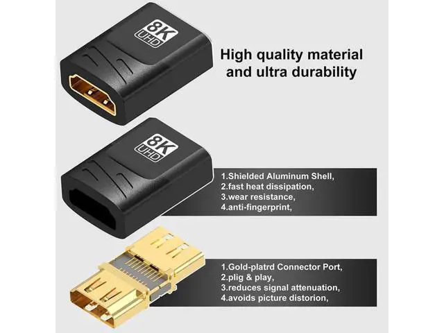 Alt view image 5 of 7 - 2 Pack 8K HDMI Female to Female Coupler, Gold-Plated Cable Extension Adapter