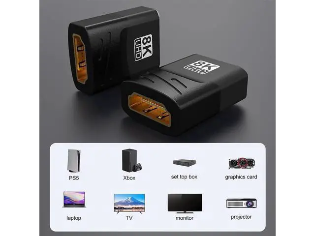 Alt view image 4 of 7 - 2 Pack 8K HDMI Female to Female Coupler, Gold-Plated Cable Extension Adapter
