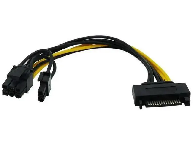 Alt view image 2 of 3 - 20cm SATA 15Pin to 6+2 Pin PCIe Power Adapter Cable, SATA to 8Pin GPU Power Cord for Mining Rig