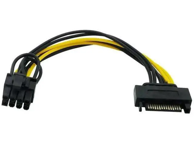 Alt view image 3 of 3 - 20cm SATA 15Pin to 6+2 Pin PCIe Power Adapter Cable, SATA to 8Pin GPU Power Cord for Mining Rig
