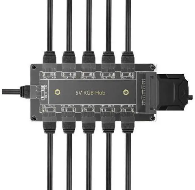 Alt view image 2 of 7 - 10-Port 3Pin 5V RGB LED Splitter Hub with 50CM Extension Cable