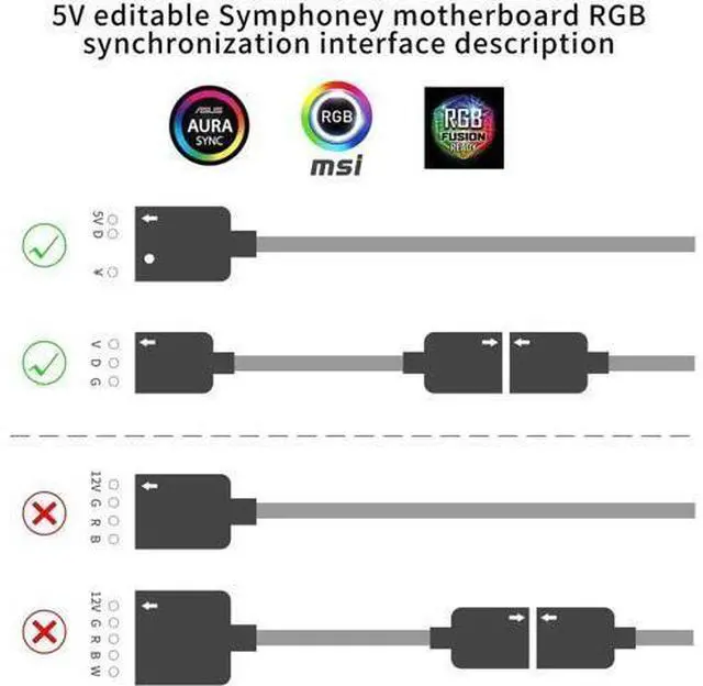 Alt view image 6 of 7 - 10-Port 3Pin 5V RGB LED Splitter Hub with 50CM Extension Cable