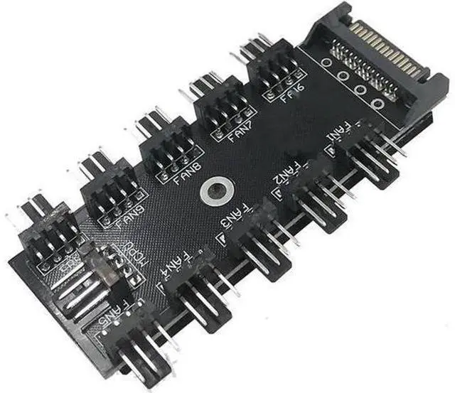 Alt view image 2 of 4 - 2 Pack 10-Port 4-Pin PWM Fan Hub, SATA Powered Fan Splitter Adapter, Supports 3Pin/4Pin PC Case & CPU Fans with PWM Speed Regulation