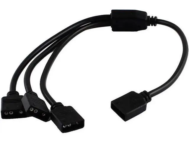 Alt view image 2 of 5 - 2 Pack 1 Foot 5V 3-Pin RGB Splitter Cable, 1 Female to 3 Female RBW LED Strip Extension Cord, 3-Port AURA RGB Lighting Hub with Gender Changer Adapter