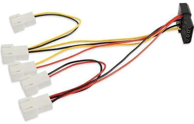 Main image of 4-Pin Molex Pass-Through to 5 x 3-Pin PC Fan Splitter Cable, Supports 12V/7V/5V Voltage Regulation for Case & CPU Cooling Fans