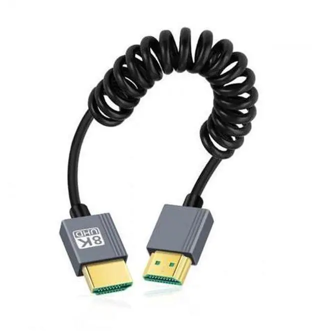 Main image of 100cm Coiled Stretch HDMI 2.1 Male to Male Cable, Supports 8K@60Hz for HDTV, Laptops & Monitors