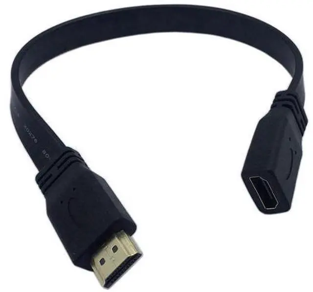 Main image of 1FT Flat Slim HDMI Extension Cable, HDMI A Male to A Female (Black)