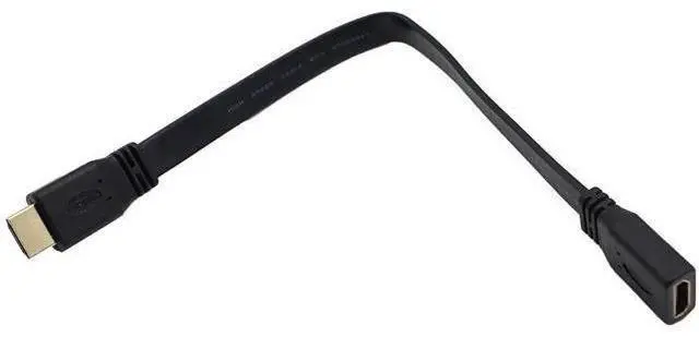 Alt view image 4 of 7 - 1FT Flat Slim HDMI Extension Cable, HDMI A Male to A Female (Black)