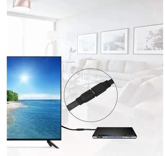 Alt view image 5 of 7 - 1FT Flat Slim HDMI Extension Cable, HDMI A Male to A Female (Black)