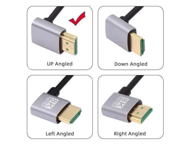 Alt view image 3 of 7 - 50cm Ultra Thin Up 90 Degree to Up 90 Degree HDMI 2.1 Cable, Super Flexible Slim Type-A Male to Male Cord, Support 8K & 4K for PC and HDTV