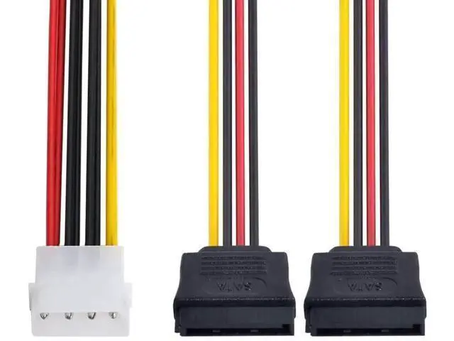 Alt view image 6 of 6 - 4 Pin IDE Molex to Dual 15Pin SATA Y-Splitter Power Cable, Male to Female 1 to 2 Power Cord