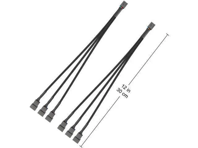 Alt view image 2 of 7 - 2 Pack 12.8 Inch 4 Pin PWM Fan Splitter Cable, 1-to-Many Fan Extension Cord Compatible with 3Pin & 4Pin PC Case Cooling Fans & Motherboard Headers