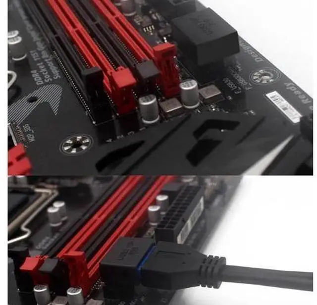 Alt view image 4 of 7 - 2-Pack Overmolded 90-Degree Angled USB 3.0 19/20Pin Male to Female Motherboard Internal Header Adapter, Front Panel Gender Changer