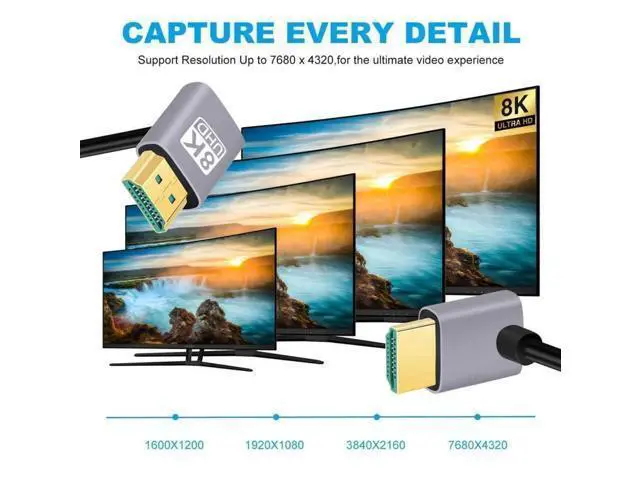 Alt view image 6 of 7 - 50cm Ultra Thin Up 90 Degree to Up 90 Degree HDMI 2.1 Cable, Super Flexible Slim Type-A Male to Male Cord, Support 8K & 4K for PC and HDTV