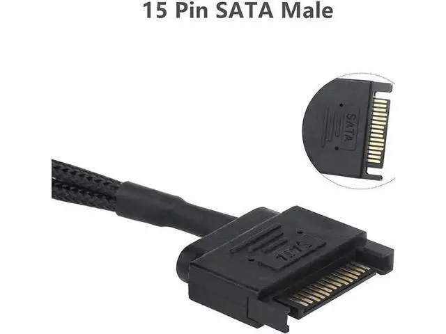 Alt view image 3 of 5 - 10 Inch Black Sleeved 15Pin SATA to Dual 3Pin/4Pin PWM Fan Y Splitter Cable, SATA Power to 2 PC Case Cooling Fans Adapter Cord