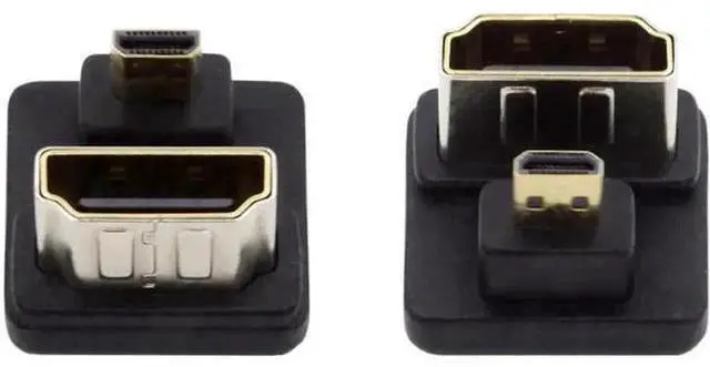Main image of U-Shaped 360° Down Reverse Micro HDMI 1.4 Male to HDMI Female Adapter, Type-D Port Saver