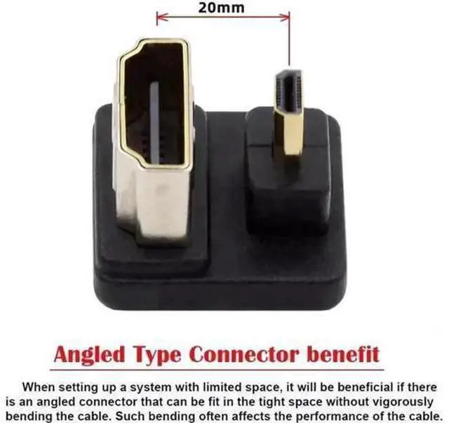 Alt view image 7 of 7 - U-Shaped 360° Down Reverse Micro HDMI 1.4 Male to HDMI Female Adapter, Type-D Port Saver