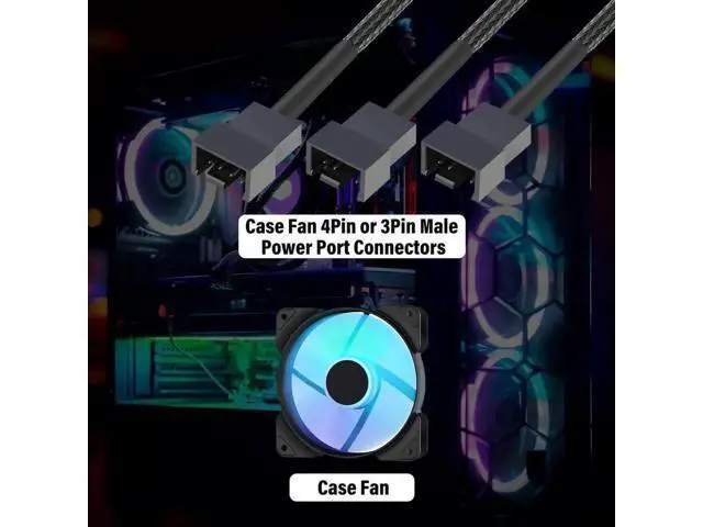Alt view image 6 of 7 - 2 Pack 12.8 Inch 4 Pin PWM Fan Splitter Cable, 1-to-Many Fan Extension Cord Compatible with 3Pin & 4Pin PC Case Cooling Fans & Motherboard Headers
