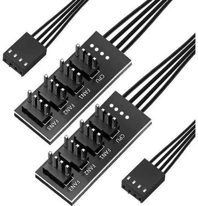 Main image of 2 Pack 4-Pin PWM Fan Splitter Hub, CPU Fan Header Multi Splitter Cable, Fits 12V 3Pin/4Pin PC Case & CPU Cooling Fans
