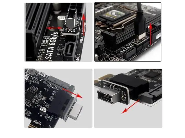 Alt view image 6 of 7 - Overmolded USB 3.0 19/20Pin Motherboard Header to USB 3.1 Type-E Front Panel Extension Adapter