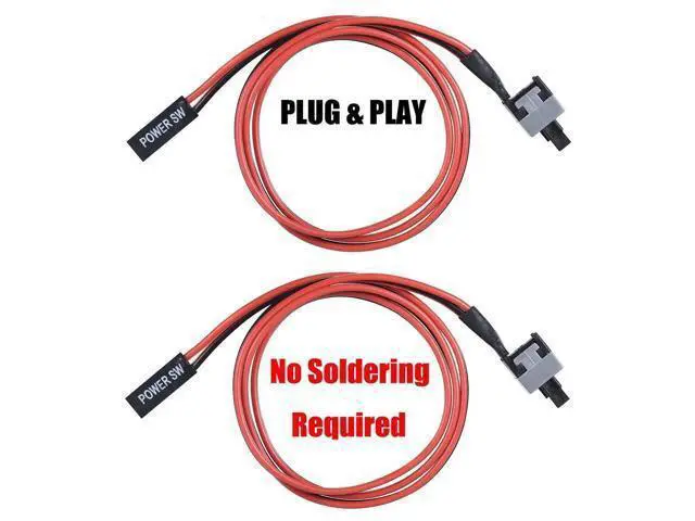 Alt view image 5 of 6 - 3 Pack 2-Pin SW PC Power Switch Cable, ATX Desktop On/Off Push Button Wire, 50cm Length