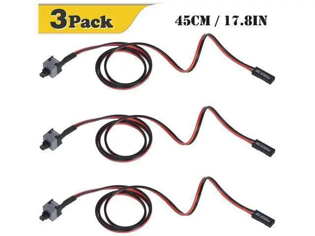 Alt view image 6 of 6 - 3 Pack 2-Pin SW PC Power Switch Cable, ATX Desktop On/Off Push Button Wire, 50cm Length