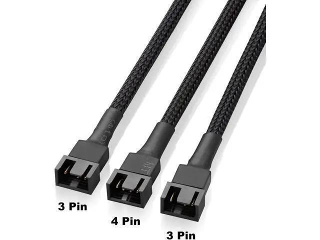 Alt view image 4 of 7 - 10 Inch 3 Pack 3-Way 4 Pin PWM Fan Splitter Cable, Black Extension Cord for 3/4 Pin PC Cooling Fans