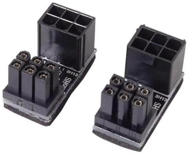 Main image of 2 Pack 180 Degree Angled ATX 6Pin GPU Power Connector Adapter for Desktop Graphics Cards