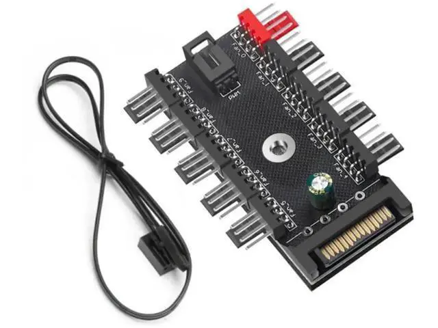 Alt view image 3 of 4 - 1-to-10 Chassis Fan Splitter Hub, Supports 3Pin & 4Pin PWM Case/CPU Cooling Fans