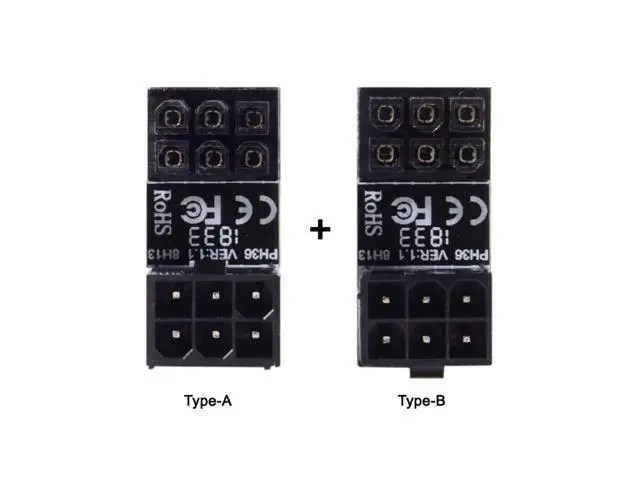 Alt view image 3 of 7 - 2 Pack 180 Degree Angled ATX 6Pin GPU Power Connector Adapter for Desktop Graphics Cards