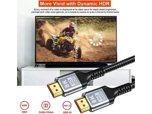 Alt view image 5 of 7 - 3.3FT Black Ultra High Speed HDMI Cable, 48Gbps Bandwidth Supports 8K@60Hz