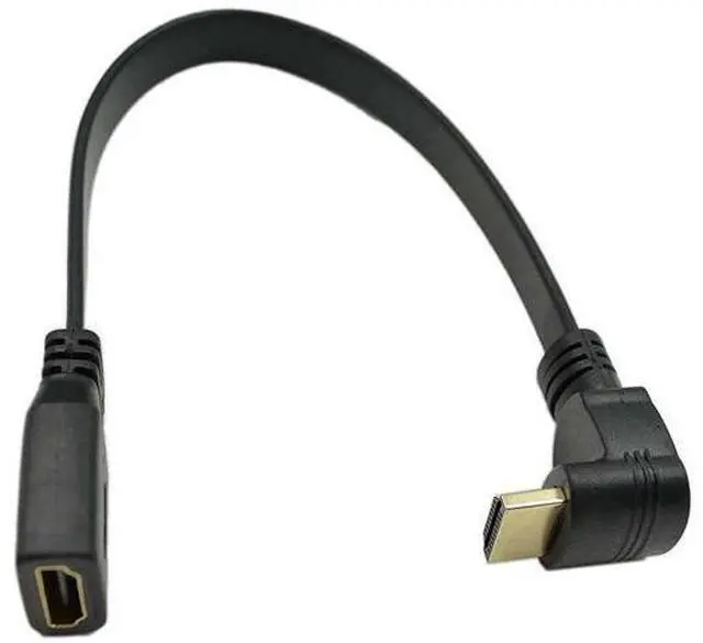 Main image of 1FT Ultra Slim Flat HDMI Extension Cable, HDMI Type A Female to 90 Degree Down Angled Type A Male Cord
