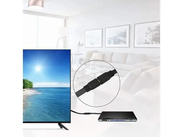Alt view image 4 of 7 - 1FT Ultra Slim Flat HDMI Extension Cable, HDMI Type A Female to 90 Degree Down Angled Type A Male Cord