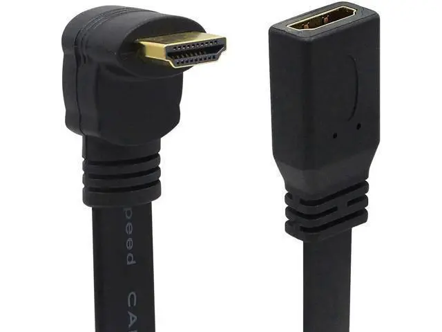 Alt view image 7 of 7 - 1FT Ultra Slim Flat HDMI Extension Cable, HDMI Type A Female to 90 Degree Down Angled Type A Male Cord