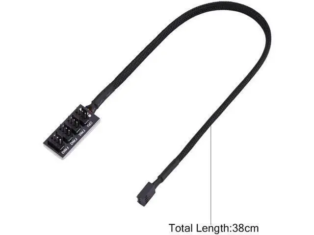 Alt view image 3 of 7 - 1-to-4 PWM Fan Hub Splitter Cable, Sleeved Adapter for 3Pin & 4Pin PC CPU Chassis Cooling Fans