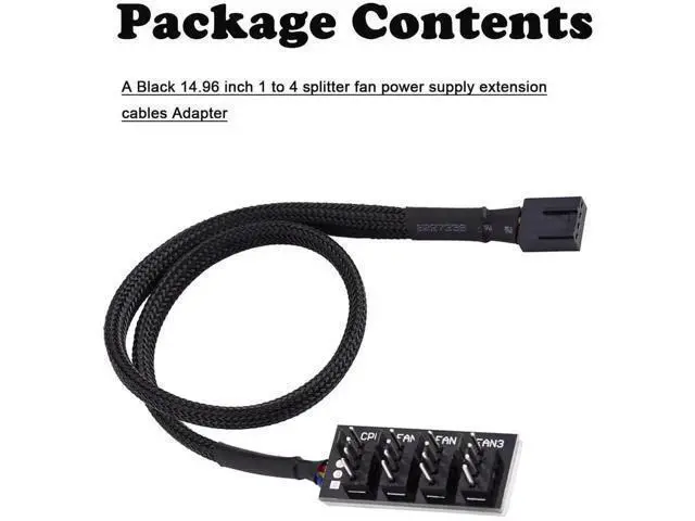 Alt view image 5 of 7 - 1-to-4 PWM Fan Hub Splitter Cable, Sleeved Adapter for 3Pin & 4Pin PC CPU Chassis Cooling Fans