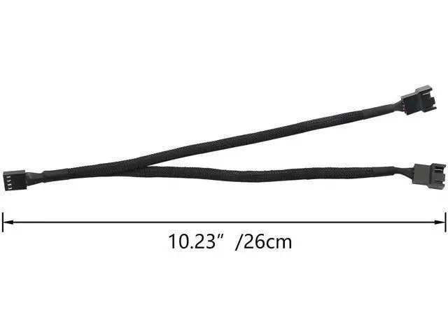Alt view image 2 of 5 - 2PCS Black Sleeved 4-Pin PWM 1 to 2 Fan Splitter Cable for PC Cooling Fans