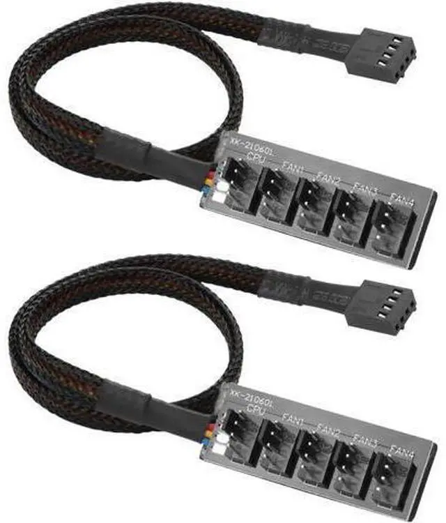 Main image of 2 Pack 1 to 5 Way 4Pin PWM Fan Splitter Cable, Extension Cord for 3Pin/4Pin PC CPU & Case Cooling Fans
