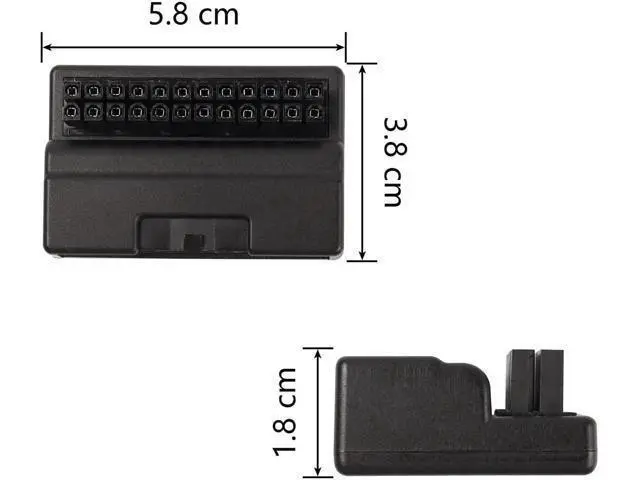 Alt view image 2 of 7 - 90 Degree Right Angle ATX 24Pin Adapter Board, ATX 24Pin Male to Female Pass-Through Connector for Desktop Motherboard PSU Wiring
