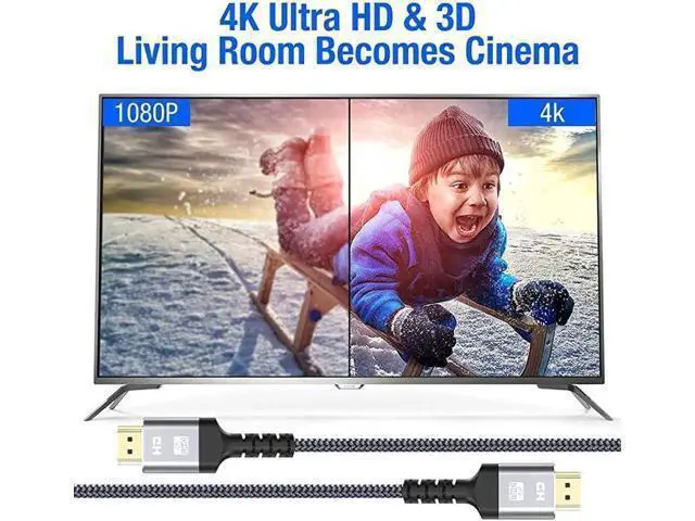 Alt view image 7 of 7 - 3.3FT/1M Nylon Braided HDMI 2.0 High Speed Cable, 18Gbps Supports 4K@60Hz HDR 2160P 1080P 3D HDCP2.2 ARC Ethernet for PS3 PS4 Monitor Projector