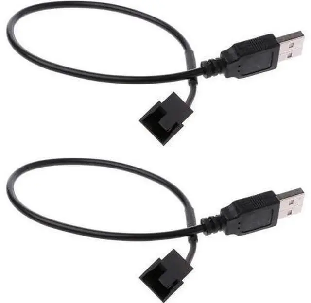 Main image of 2 Pack Sleeved USB to 3-Pin / 4-Pin PWM Fan Power Adapter Cable, USB to 3Pin/4Pin Case Fan Connector