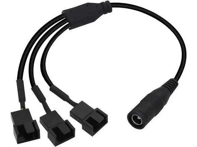 Alt view image 3 of 7 - 35cm DC 5.5x2.1mm Plug to 3-Port Fan Splitter Cable, DC 5.5*2.1 Male to Triple 3Pin/4Pin PC Case Fan Power Adapter Cord