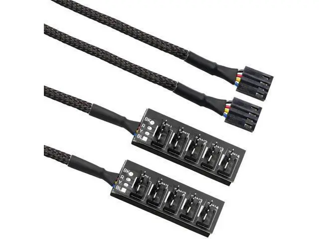 Alt view image 6 of 6 - 2-Pack 14.8 Inch 1-to-5 4-Pin PWM Fan Hub Splitter Cable for PC Cooling Fans