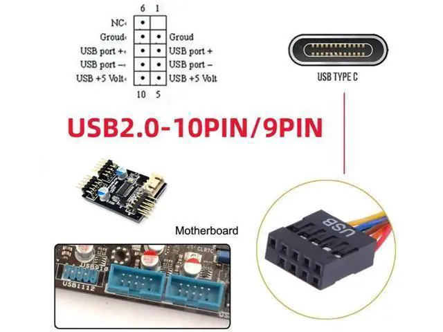 Alt view image 6 of 6 - 17cm USB 2.0 9/10Pin Front Panel Header Male to USB-C Female Extension Cable with 12cm PCIe Slot Bracket