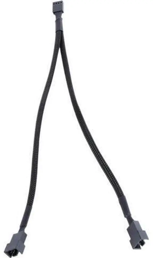 Main image of 10 Inch Black Sleeved 4 Pin PWM 1 to 2 Y Splitter Cable for PC Cooling Fans