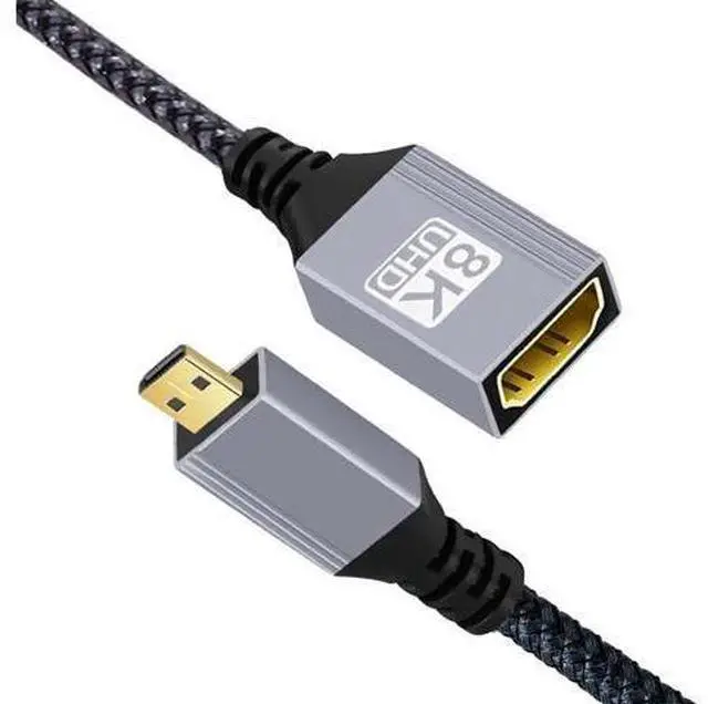 Main image of 17CM Micro HDMI Type-D 2.1 Male to HDMI Female Extension Cable, 8K UHD Cord for DV Camera Laptop Portable Monitor