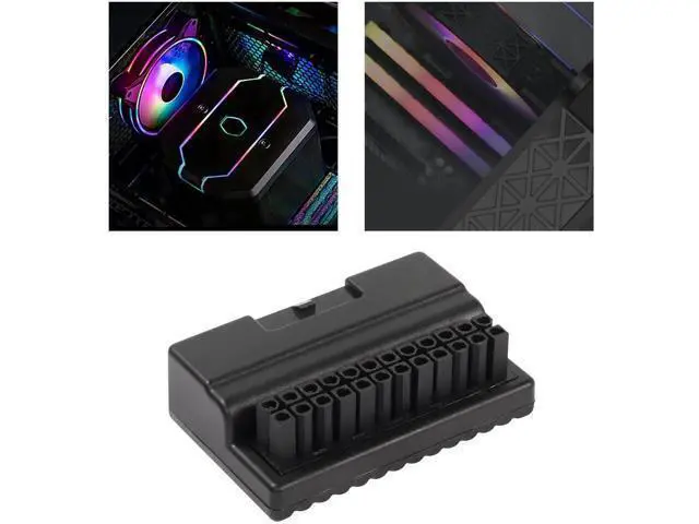 Alt view image 6 of 7 - 90 Degree Right Angle ATX 24Pin Adapter Board, ATX 24Pin Male to Female Pass-Through Connector for Desktop Motherboard PSU Wiring