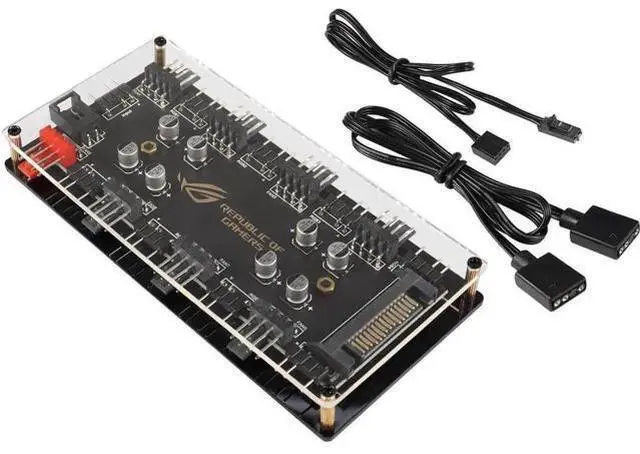 Main image of 2-in-1 8-Port PWM Fan & 5V 3Pin ARGB Hub, SATA Powered PCB Splitter with PMMA Case