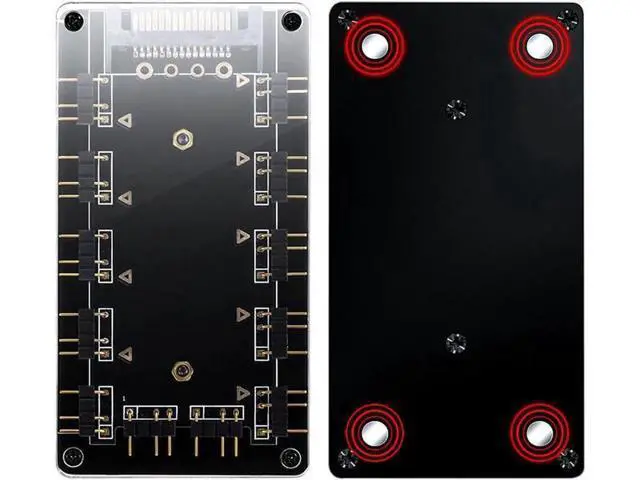 Alt view image 7 of 7 - 5V 3Pin ARGB 11-Port Hub with Magnetic Base & PMMA Shell, SATA Powered RGB Splitter with 1.64FT Extension Cable for LED Strips, Fans & Coolers